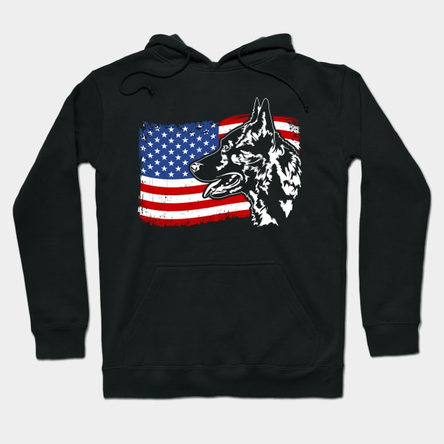 Dutch Shepherd American Flag patriotic dog Hoodie by wilsigns